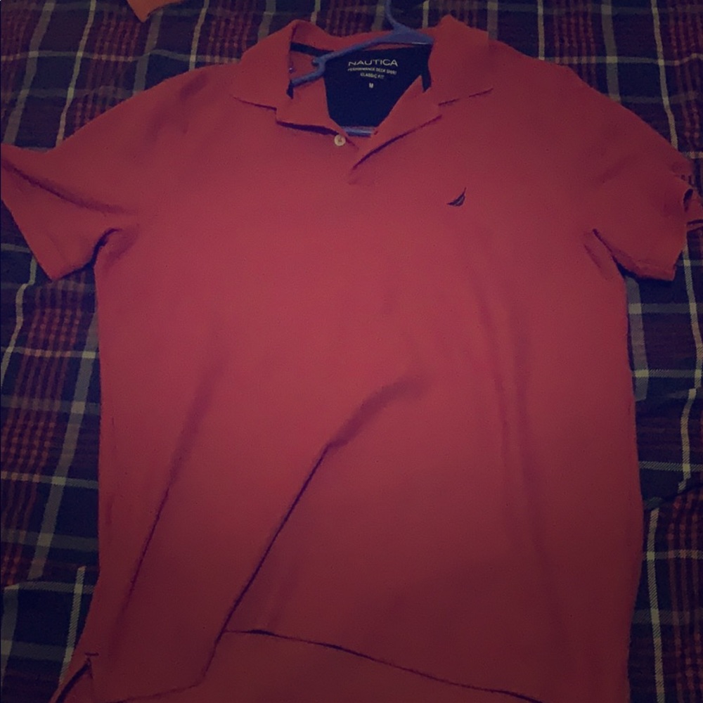Nautica-burnt orange, short sleeve, collar